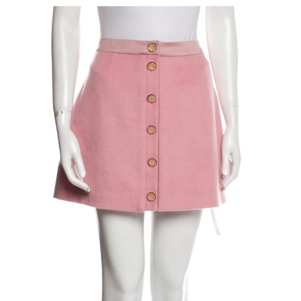 Love Shack Fancy Pink Button-Front Skirt